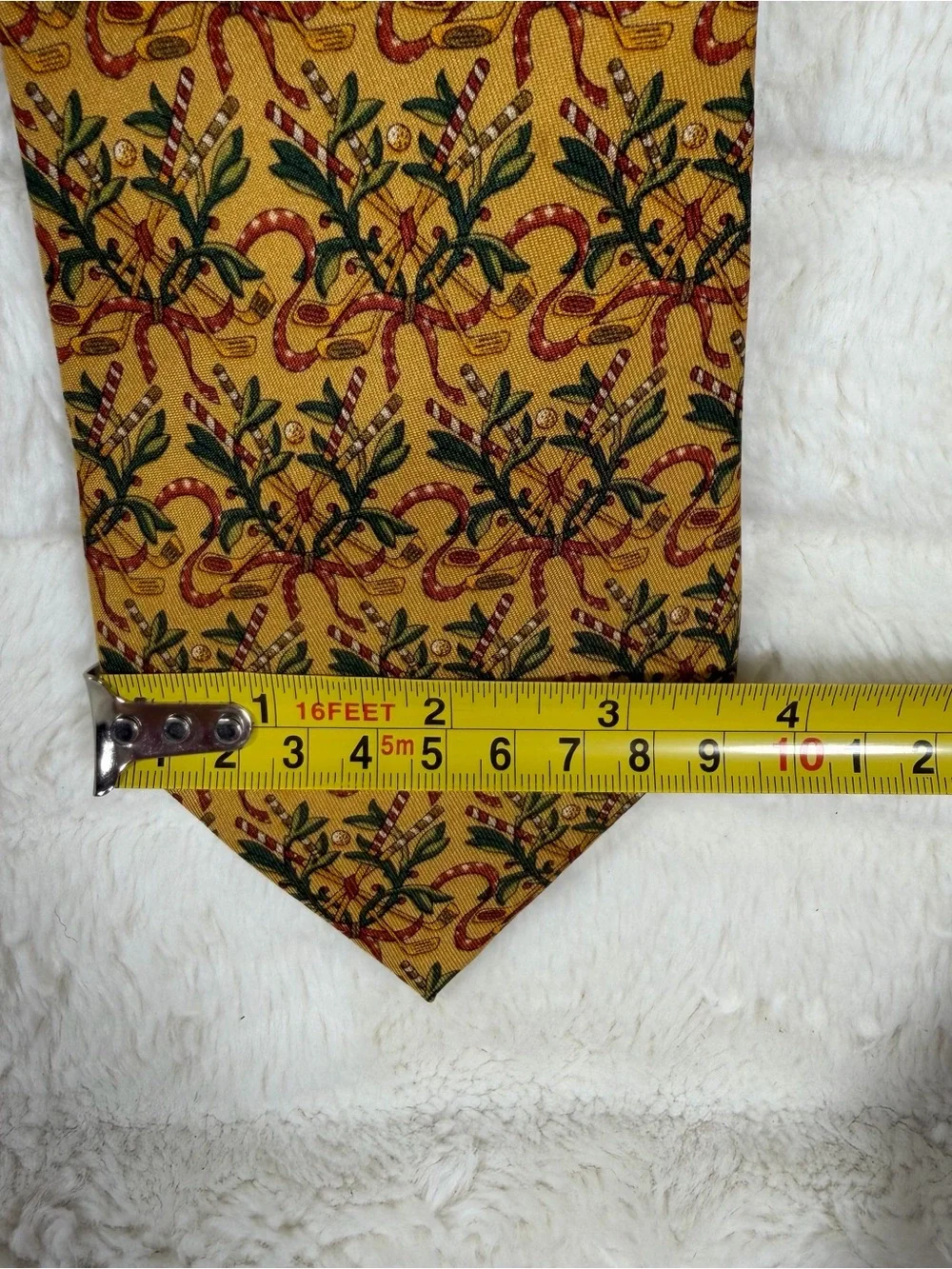 salvatore ferragamo Tie golf and ribbon motif with green foliage festive
